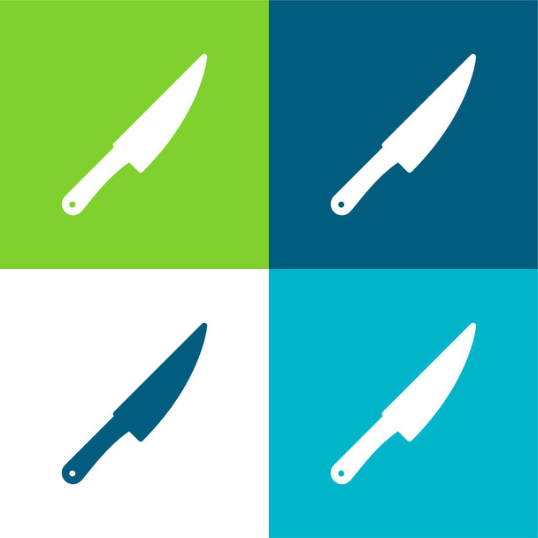 Cuchillo grande Plano de cuatro colores mínimo icono conjunto - Vector, imagen