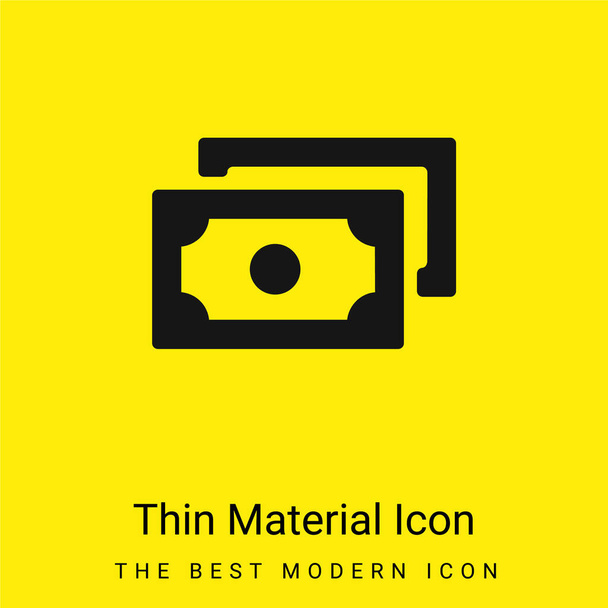 Банкноты минимальная ярко-желтая иконка материала - Вектор,изображение