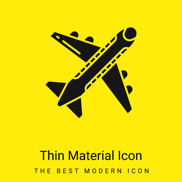 Flugzeug minimal leuchtend gelbes Material Symbol - Vektor, Bild