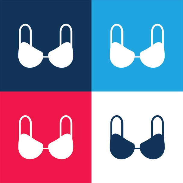 Black Bra blue and red four color minimal icon set - Vector, Image