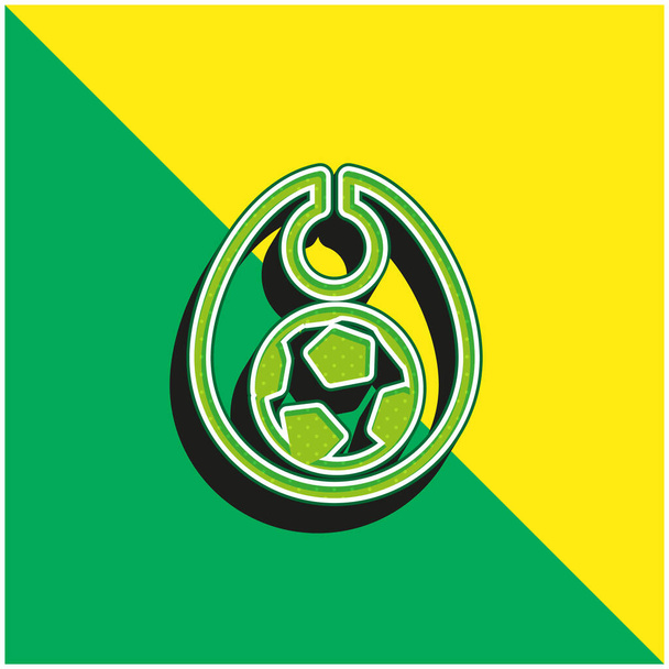 Futbol topu resimli bebek önlüğü yeşil ve sarı modern 3D vektör logosu - Vektör, Görsel