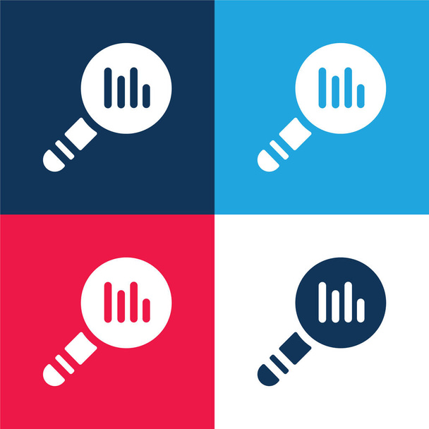Analítica azul y rojo conjunto de iconos mínimo de cuatro colores - Vector, Imagen