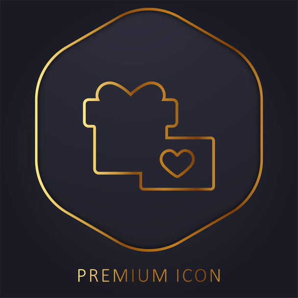 Birthday Present golden line premium logo or icon - Vector, Image