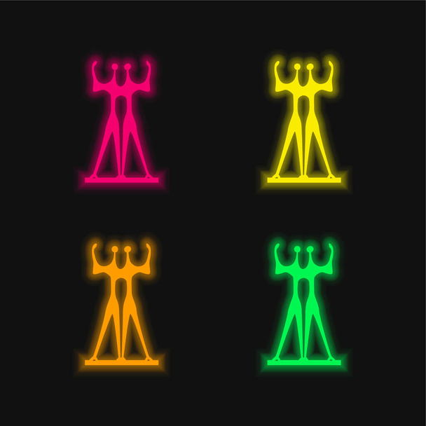Soyut dört renk parlayan neon vektör simgesi - Vektör, Görsel