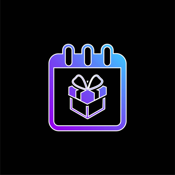 Birthday Giftbox On Reminder Calendar Page blue gradient vector icon - Vector, Image