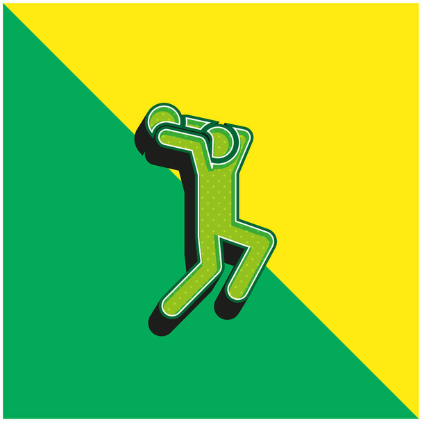Baloncesto jugador verde y amarillo moderno vector 3d icono del logotipo - Vector, Imagen