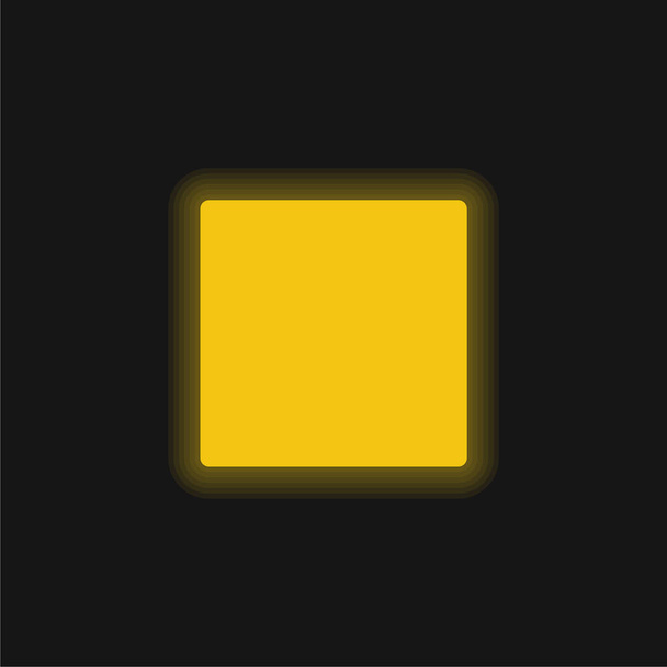 Fekete tér Alakja sárga izzó neon ikon - Vektor, kép