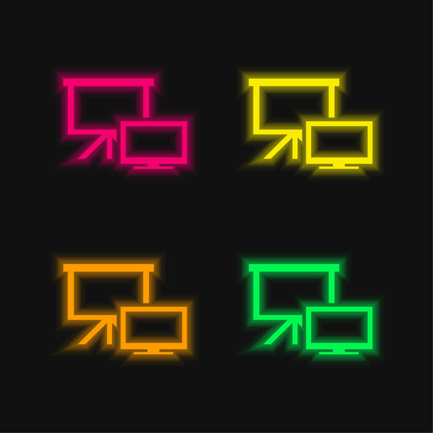 Όλες οι διαστάσεις οθόνης τέσσερις χρώμα λαμπερό εικονίδιο διάνυσμα νέον - Διάνυσμα, εικόνα