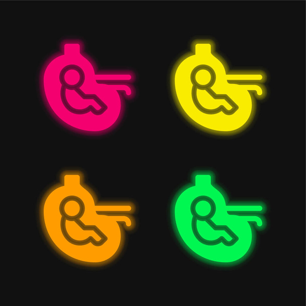 Μωρό τέσσερις χρώμα λαμπερό νέον διάνυσμα εικονίδιο - Διάνυσμα, εικόνα