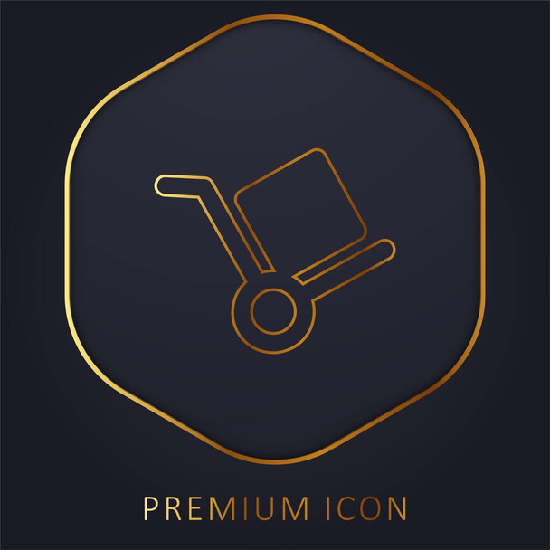 Box Trolley línea dorada logotipo premium o icono - Vector, imagen