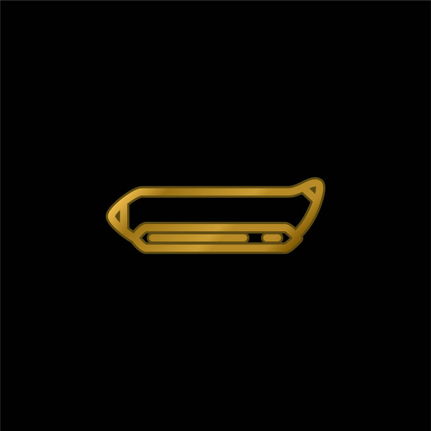 Золотая металлическая икона банановой лодки или вектор логотипа - Вектор,изображение