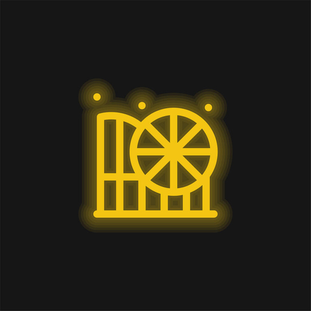 遊園地黄色の輝くネオンアイコン - ベクター画像