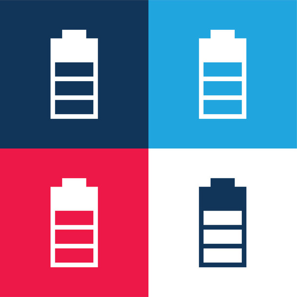 Battery Status With Three Quarters Of The Charge blue and red four color minimal icon set - Vector, Image