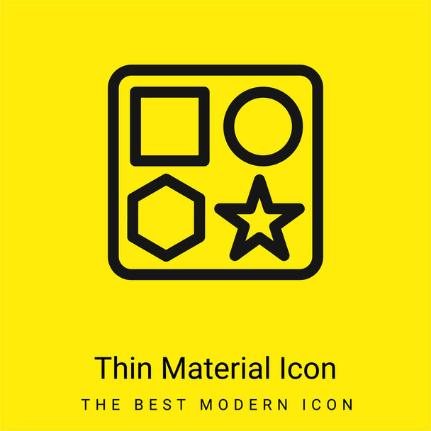 Baby Shape Box Toy mínimo icono de material amarillo brillante - Vector, Imagen