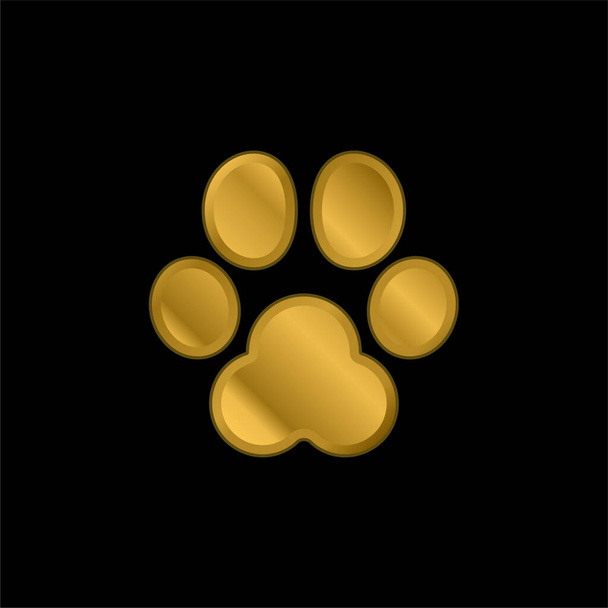 Animal Track gold plated metalic icon or logo vector - Vector, Image