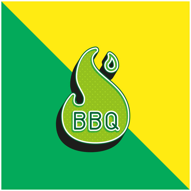 Bbq Groen en geel modern 3D vector icoon logo - Vector, afbeelding