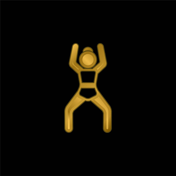 Braços para cima Posição banhado a ouro ícone metálico ou vetor logotipo - Vetor, Imagem