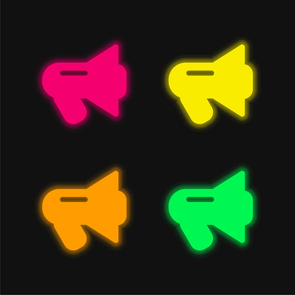Černá megafon čtyři barvy zářící neonový vektor ikona - Vektor, obrázek