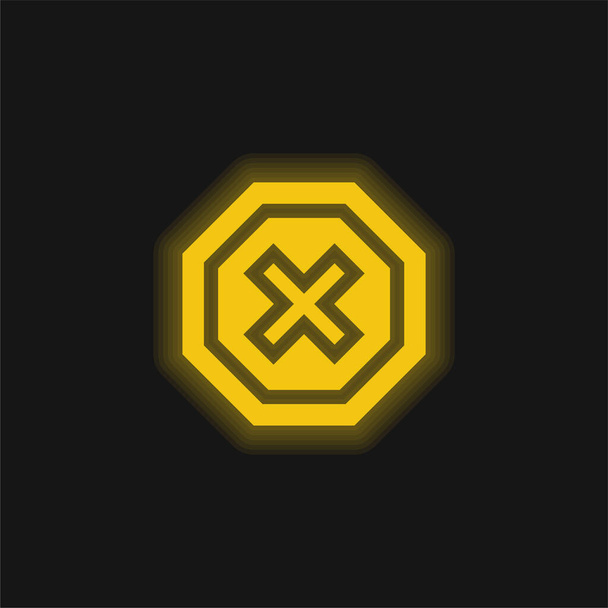 Ad Blocker geel gloeiende neon pictogram - Vector, afbeelding
