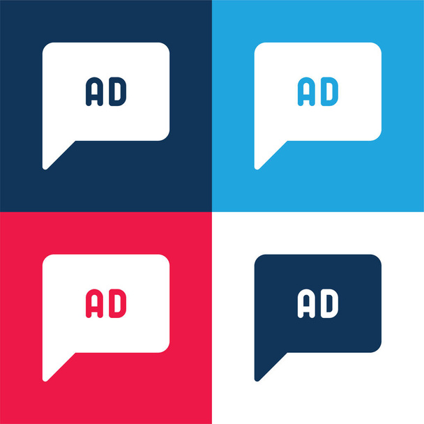 Ad blue and red four color minimal icon set - Vector, Image