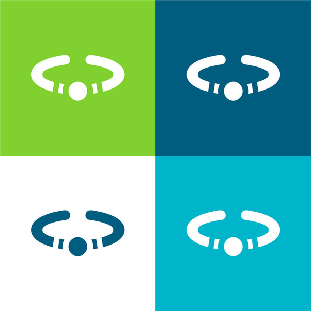 Bracelet plat quatre couleurs minimum icône ensemble - Vecteur, image