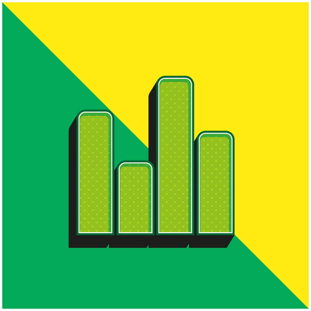 Bares Interfaz Símbolo verde y amarillo moderno vector 3d icono logotipo - Vector, Imagen