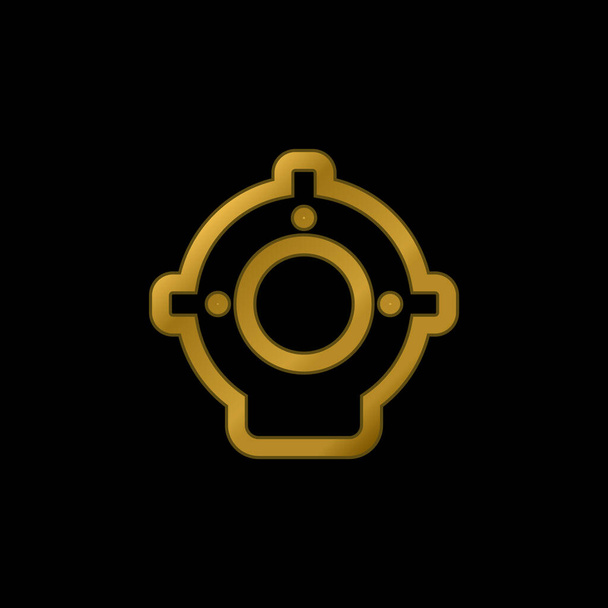 Aqualung gold plated metalic icon or logo vector - Vector, Image