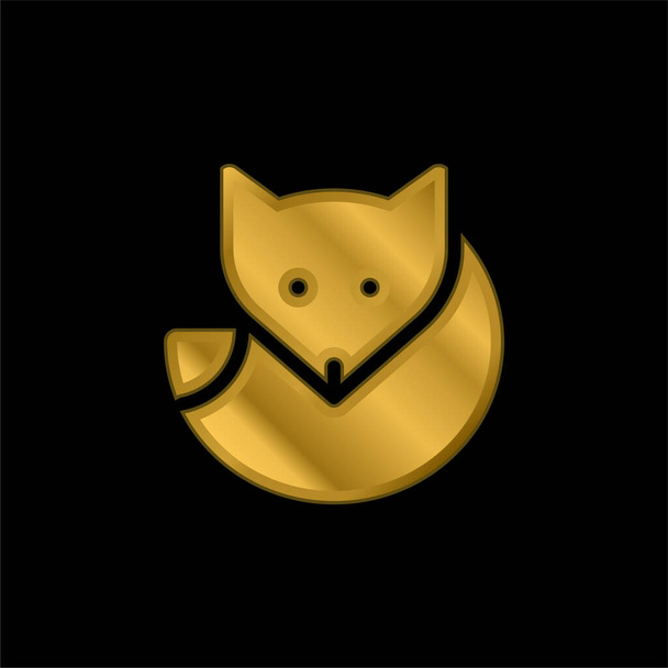 Arctic Fox banhado a ouro ícone metálico ou vetor logotipo - Vetor, Imagem