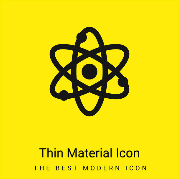 Átomo mínimo icono de material amarillo brillante - Vector, imagen