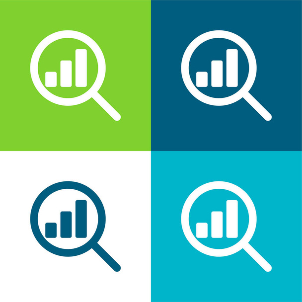 Analytics Flat conjunto de iconos mínimo de cuatro colores - Vector, Imagen