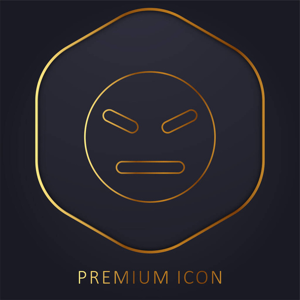 Cara enojada línea dorada logotipo premium o icono - Vector, imagen