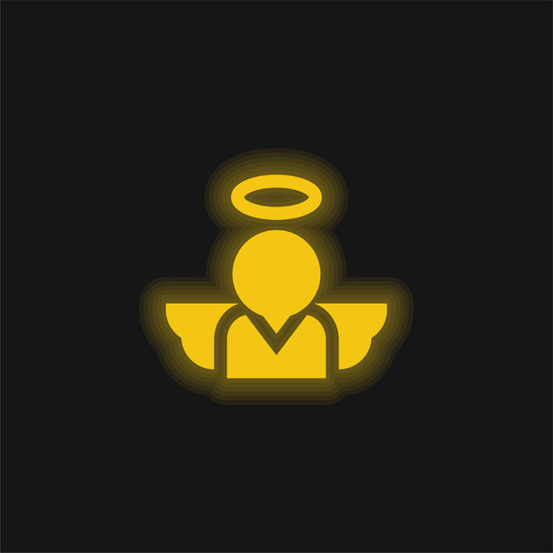 Ángel amarillo brillante icono de neón - Vector, Imagen