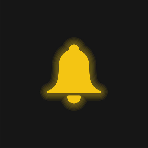 Break Bell ícone de néon brilhante amarelo - Vetor, Imagem