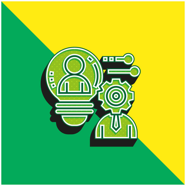 Potenziamento del logo dell'icona vettoriale 3D moderna verde e gialla - Vettoriali, immagini