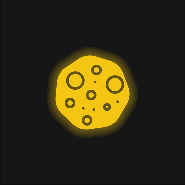 Asteroid yellow glowing neon icon - Vector, Image