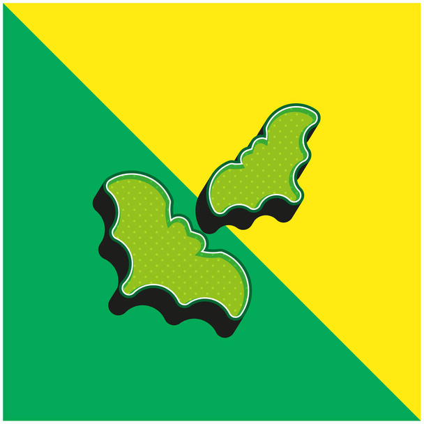 Fledermäuse Grüne und gelbe moderne 3D-Vektor-Symbol-Logo - Vektor, Bild