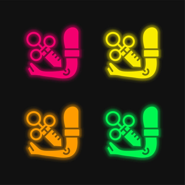 アーム4色の輝くネオンベクトルアイコン - ベクター画像