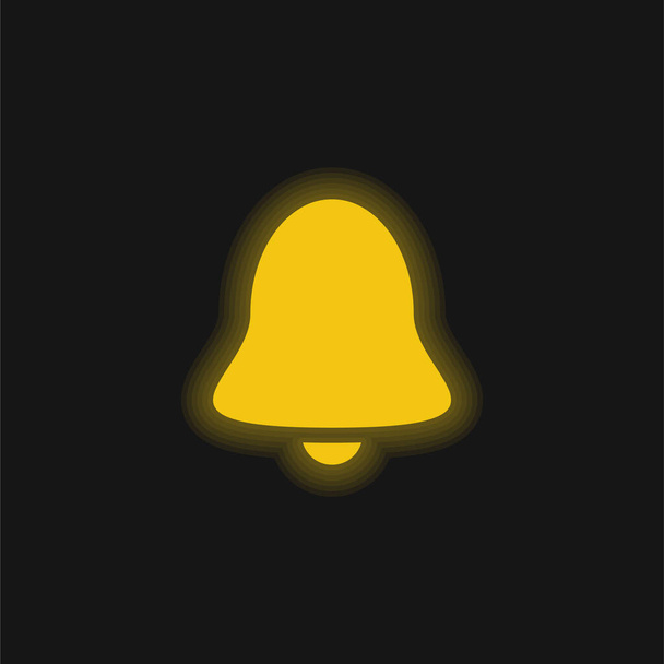 Hälytys Bell keltainen hehkuva neon kuvake - Vektori, kuva