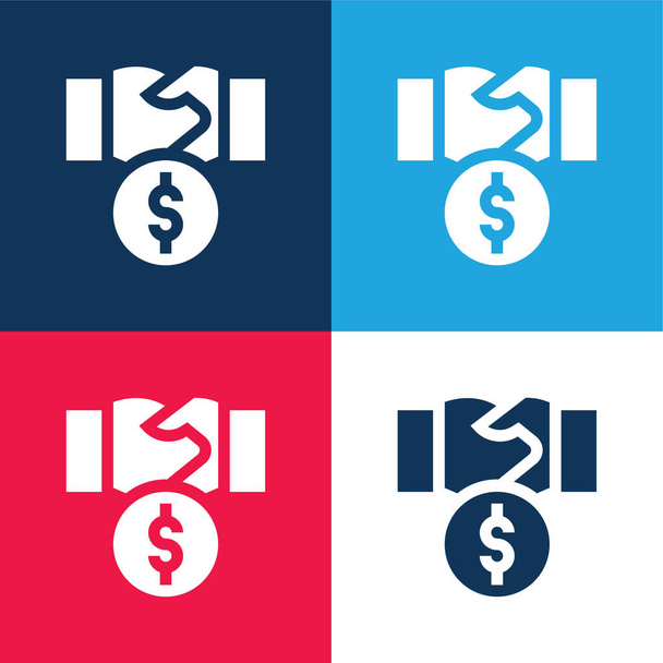 Bribery blue and red four color minimal icon set - Vector, Image
