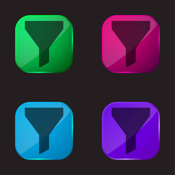 Grande imbuto quattro colori icona pulsante di vetro - Vettoriali, immagini