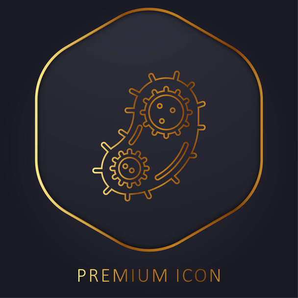 Bacterias línea dorada logotipo premium o icono - Vector, imagen