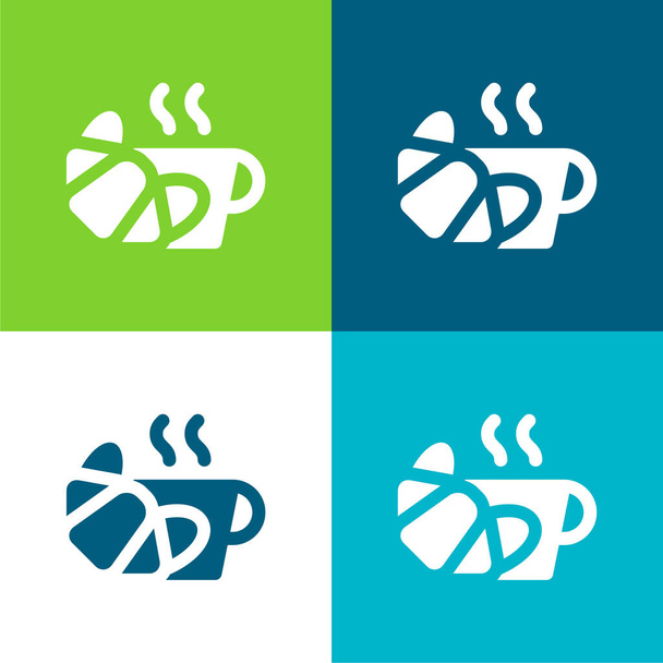 Reggeli Lapos négy szín minimális ikon készlet - Vektor, kép