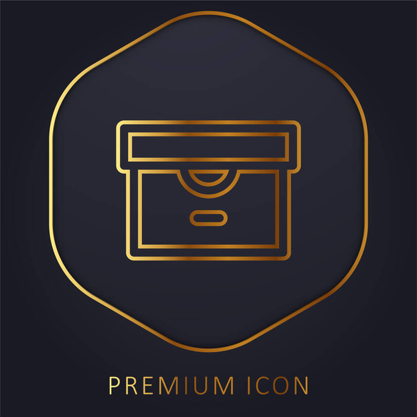Altın çizgi prim logosunu veya simgesini arşivle - Vektör, Görsel
