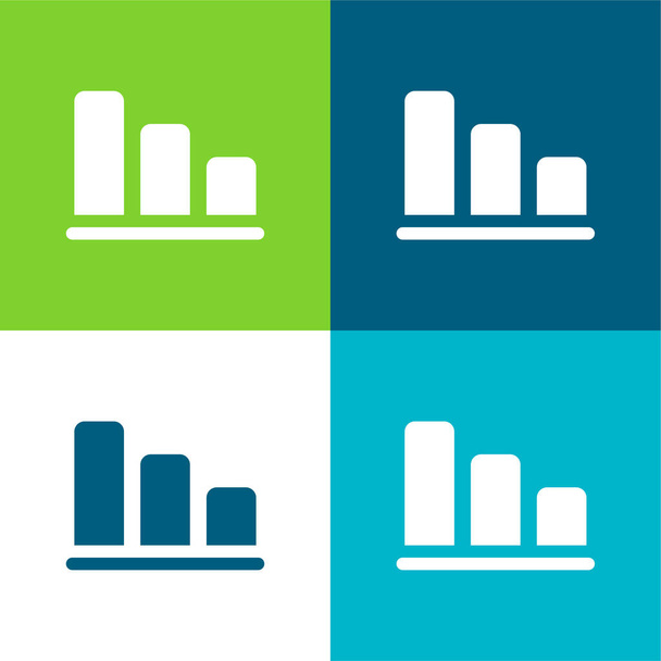 Bar Chart płaski zestaw czterech kolorów minimalny zestaw ikon - Wektor, obraz