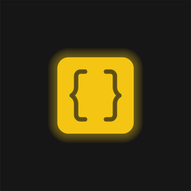Suportes amarelo brilhante ícone de néon - Vetor, Imagem