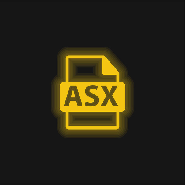 ASX File Format Símbolo amarelo brilhante ícone de néon - Vetor, Imagem