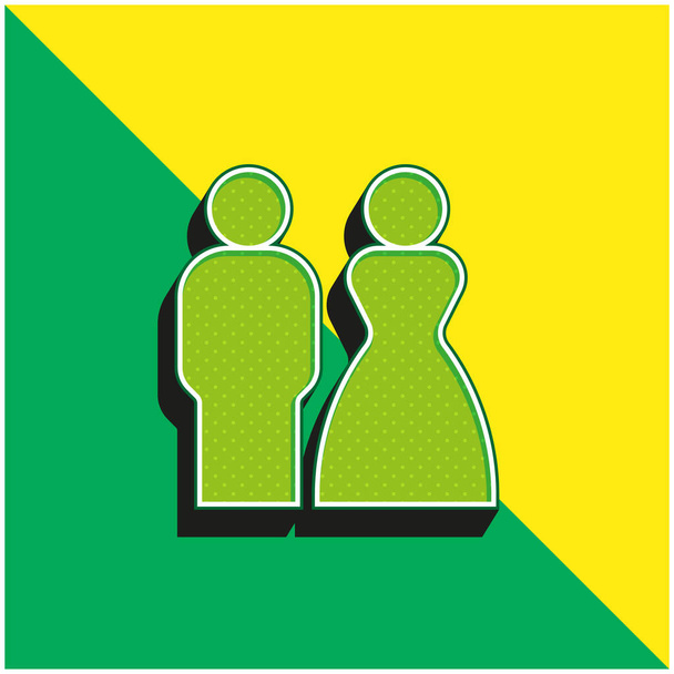 Bride And Groom Green and yellow modern 3d vector icon logo - Vector, Image