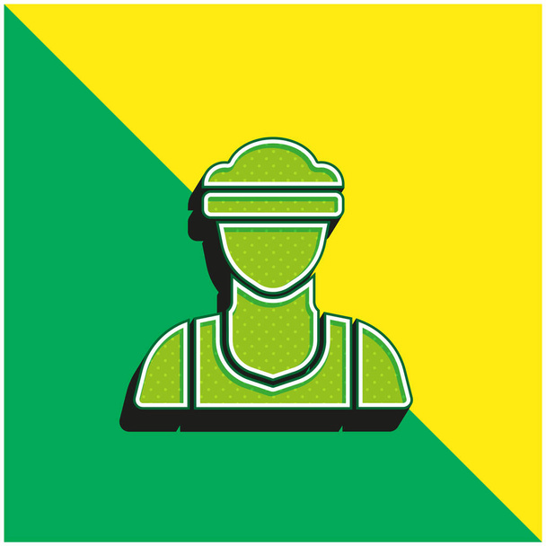 アスリートグリーンと黄色の現代的な3Dベクトルアイコンのロゴ - ベクター画像