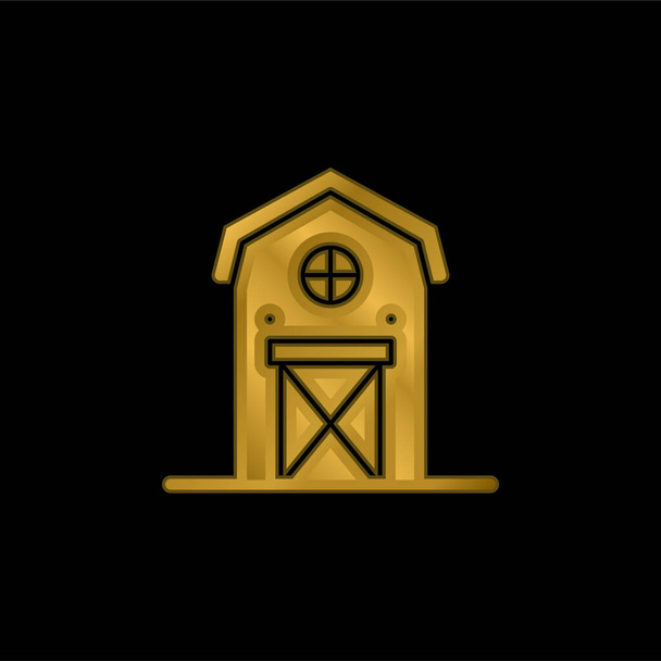 Barn gold plated metalic icon or logo vector - Vector, Image