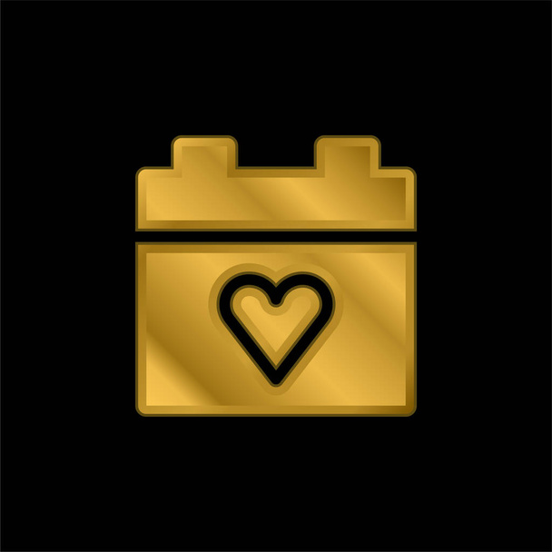 Aniversário banhado a ouro ícone metálico ou vetor logotipo - Vetor, Imagem